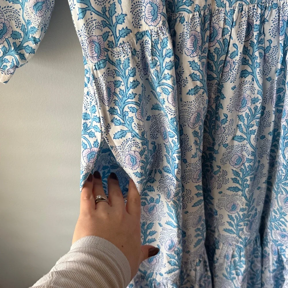 SZ BLOCKPRINTS Tuckernuck Lavender and Cornflower Blue Gaia Dress - Picture 7 of 14